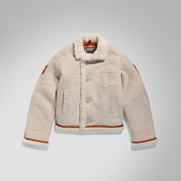 G-star E Short Shearling Läderjacka Beige S Kvinna