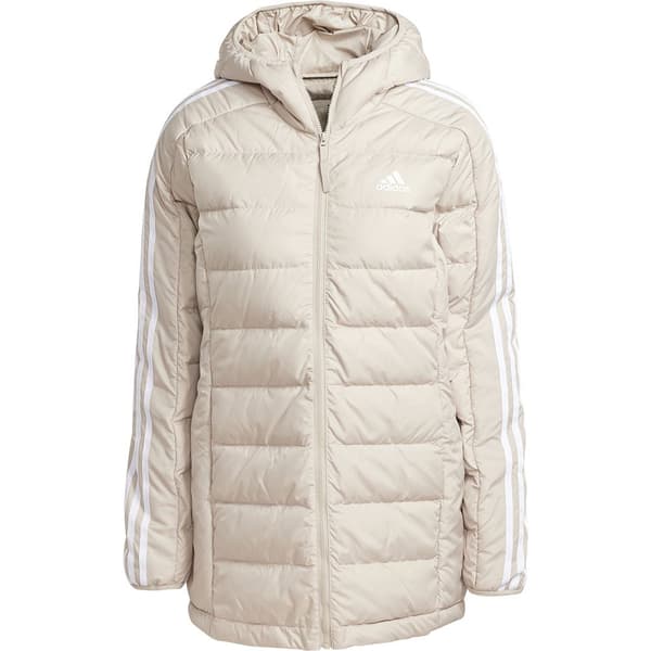 Adidas Essentials 3 Stripes Light Down Parka Beige S Kvinna