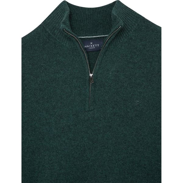 Hackett Lambswool Halv Lynlås Sweater Grøn 2XL Mand
