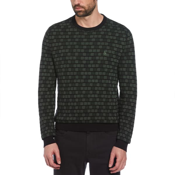Original Penguin Ao Jacquard Checkered Trøje Sort XL Mand