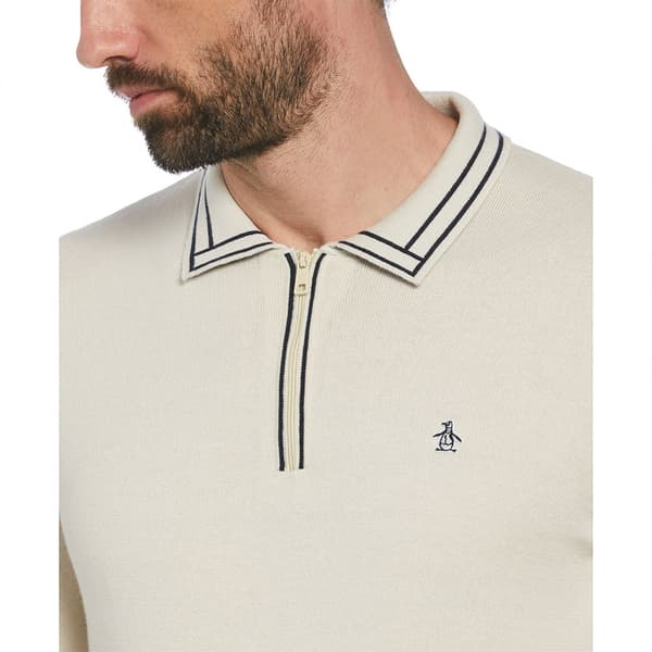 Original Penguin Cash Like Halv Lynlås Sweater Beige S Mand