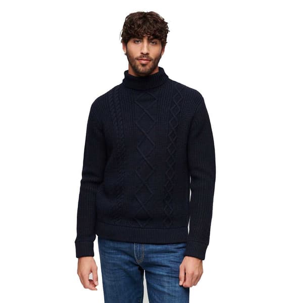 Superdry Merchant Cable Tröja Med Hög Krage Blå L Man