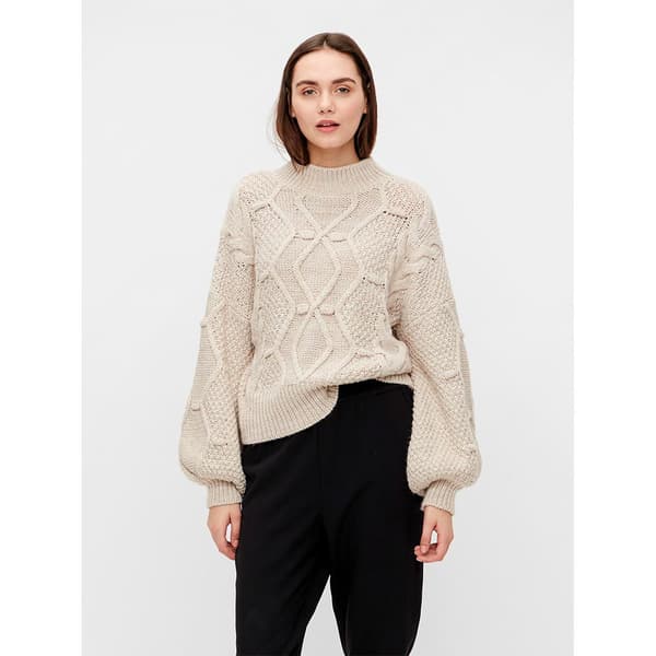 Object Kamma Cable Tröja Beige XS Kvinna