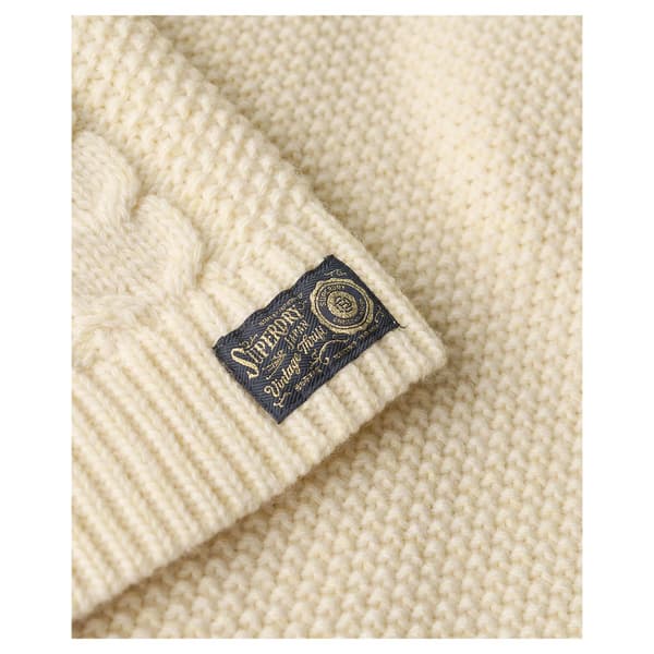 Superdry Cable Striktrøje Med Høj Hals Beige S Kvinde