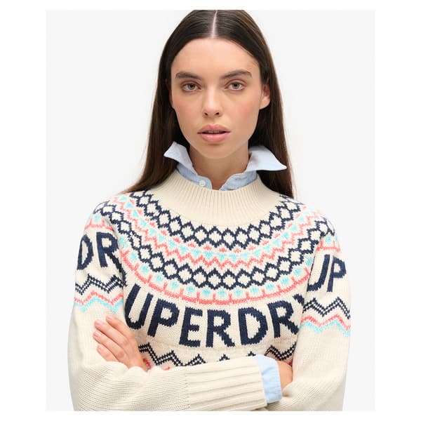 Superdry Fairisle Branded Jumper Neulepaita Beige XS Nainen