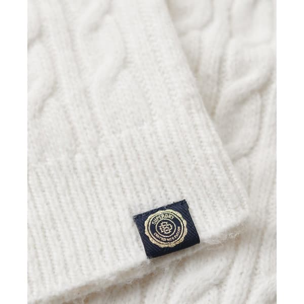 Superdry Fitted Cable Korkeakauluksinen Neulepaita Valkoinen M Nainen