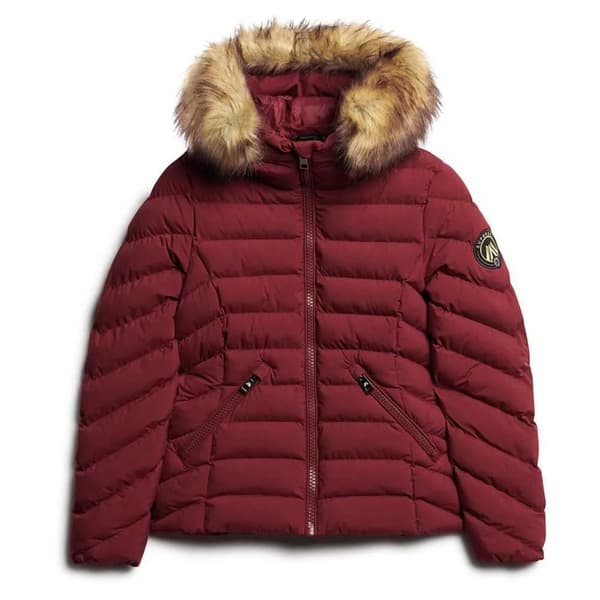 Superdry Fuji Faux Fur Padded Jacka Röd XS Kvinna