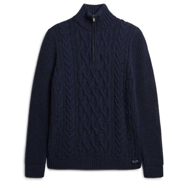 Superdry Jacob Cable Halv Dragkedja Tröja Blå 2XL Man