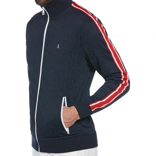 Original Penguin Double Knit Aop Logo Jacka Blå S Man