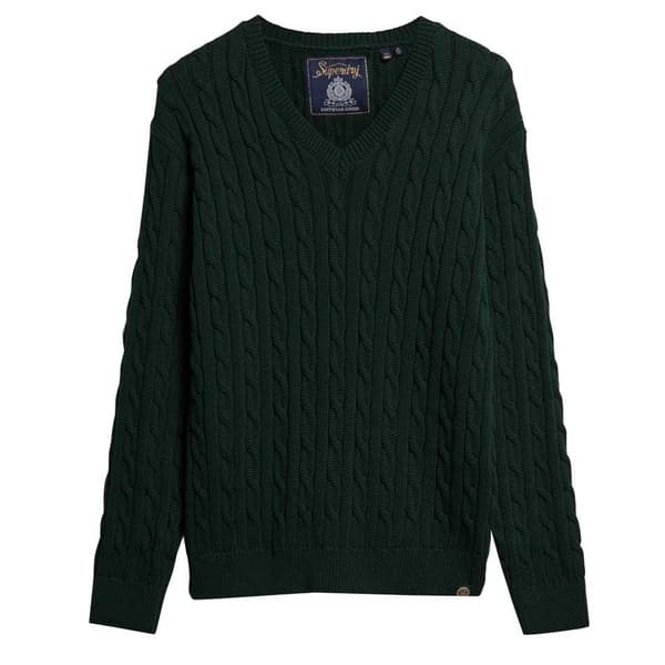 Superdry Cable Tröja Med V-ringning Grönt 2XS-XS Kvinna