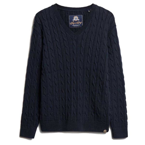 Superdry Cable Tröja Med V-ringning Blå 2XS-XS Kvinna