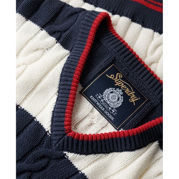Superdry Cable V-aukkoinen Neulepaita Valkoinen,Sininen L-XL Nainen