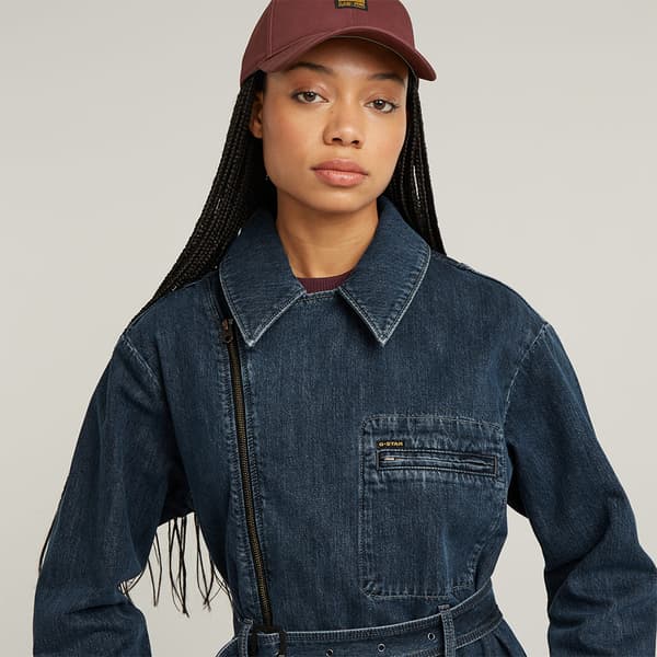 G-star Long Biker Jakke Blå S Kvinde
