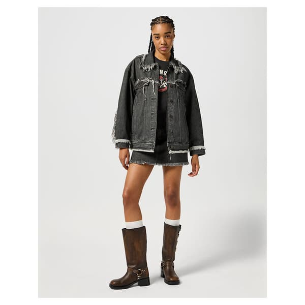 Wrangler Fray Jeansjacka Grå XS Kvinna