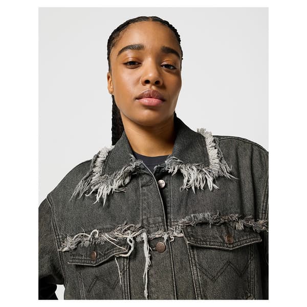 Wrangler Fray Jeansjacka Grå XS Kvinna