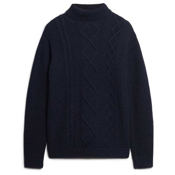 Superdry Merchant Cable Tröja Med Hög Krage Blå 2XL Man