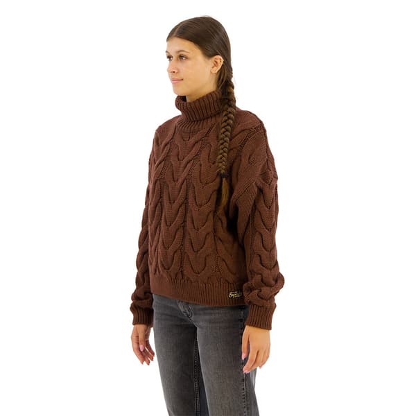Superdry Chain Cable Knit Polo Neulepaita Ruskea L Nainen