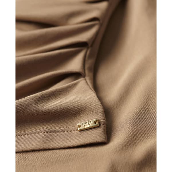 Superdry Long Sleeve Ruched Tröja Med V-ringning Brun L Kvinna