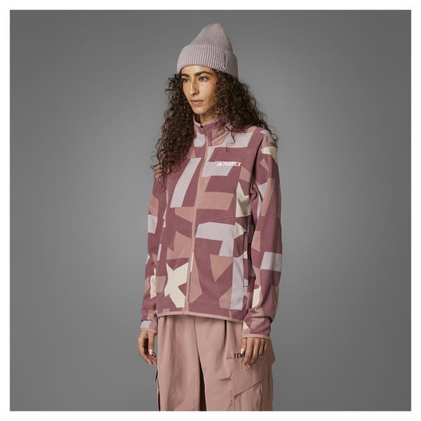 Adidas Terrex Multi Printed Fleecejakke Med Fuld Lynlås Rosa S Kvinde