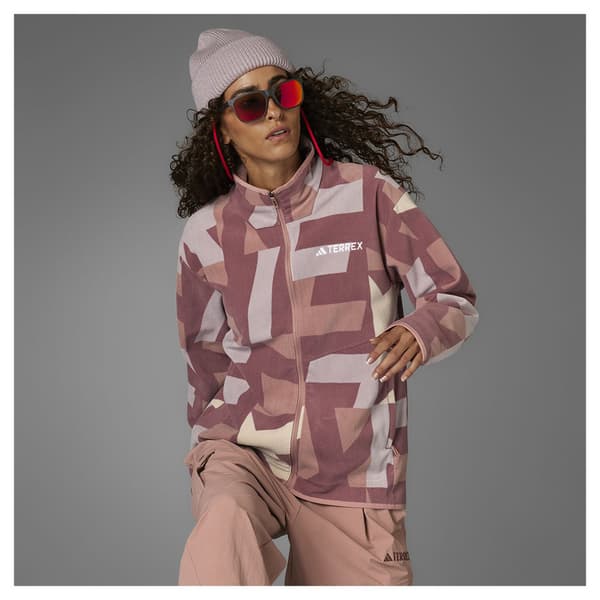 Adidas Terrex Multi Printed Fleecejakke Med Fuld Lynlås Rosa S Kvinde