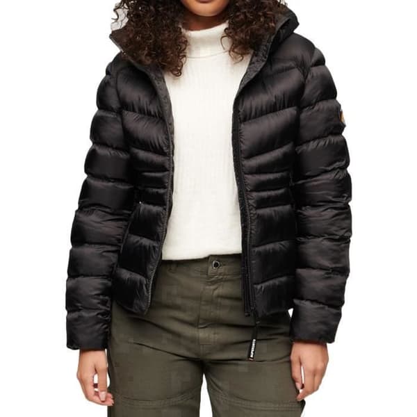 Superdry Hooded Fuji quilt Vadderad Jkt dunjacka - Svart