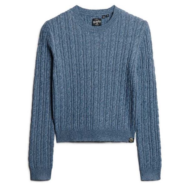 Superdry Fitted Cable Trøje Blå 2XS Kvinde