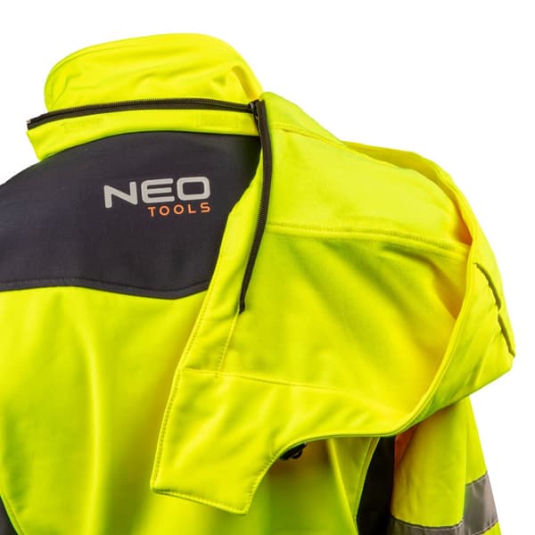 Hi-Vis Softshell Arbejdsjakke med hætte, gul, str. XXXL