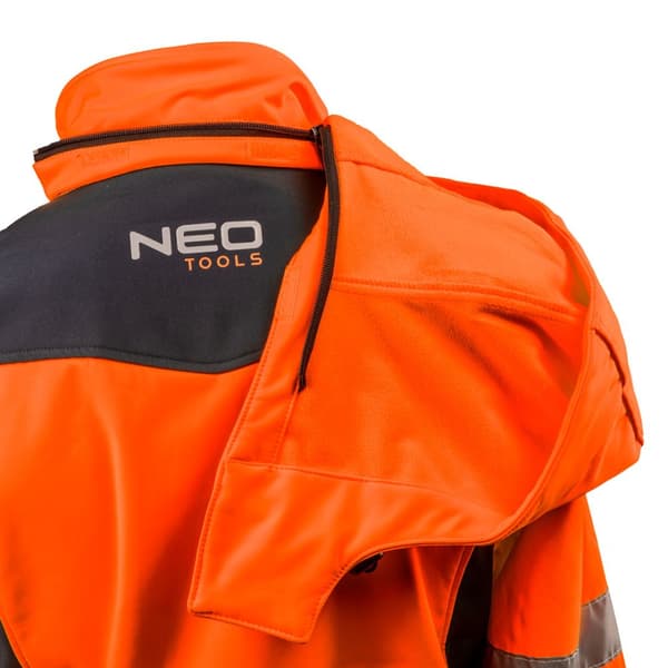 Hi-Vis Softshell Arbejdsjakke med hætte, orange, str. S