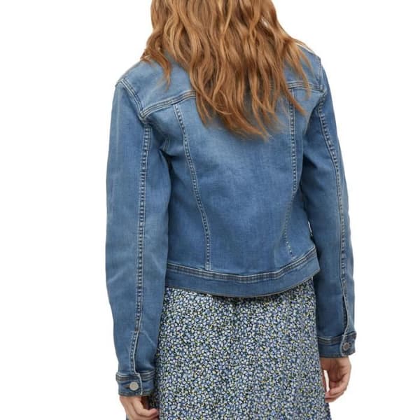 Blå jeansjacka - VILA - Need It - Hög krage - 2 fickor - Knäppning med knappar