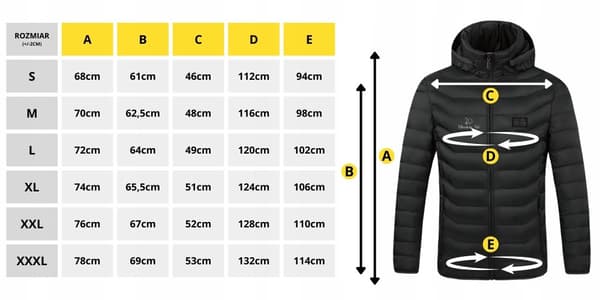 E-JACKET lämmitettävä takki koko S