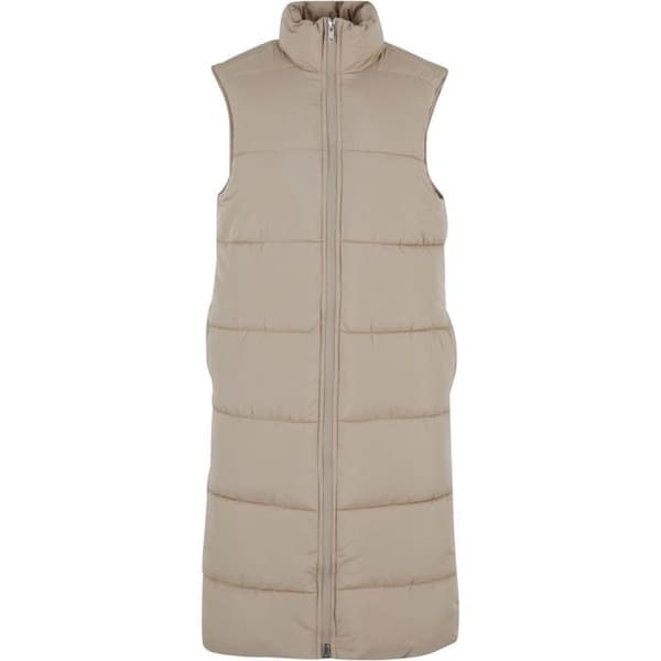 Lång jacka dam - Urban Classics - Lång väst - 100% polyester - Hög krage - Sidelommer