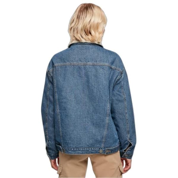 Urban Classics GT damoversized jeansjacka i sherpakrage - blå