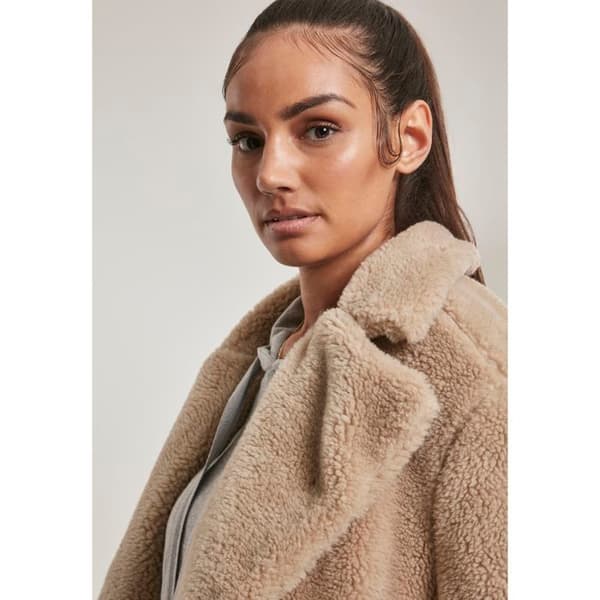 Dammantel - Urban Classic - Oversized - Färg off-white - Stilhantverkskläder - Teddy-fårkrage