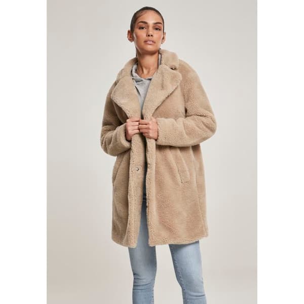 Dammantel - Urban Classic - Oversized - Färg off-white - Stilhantverkskläder - Teddy-fårkrage