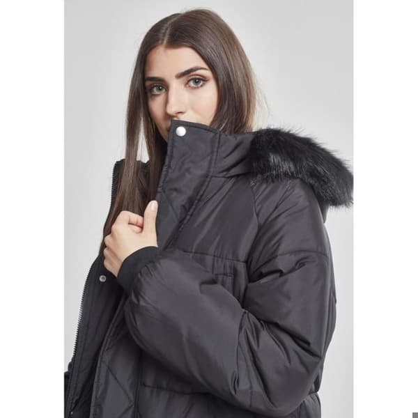 Parka dam - Urban Classics - Fuskpäls Pufferjacka - Lång - Svart - Bekväm och stilren