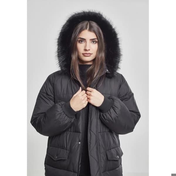 Parka dam - Urban Classics - Fuskpäls Pufferjacka - Lång - Svart - Bekväm och stilren
