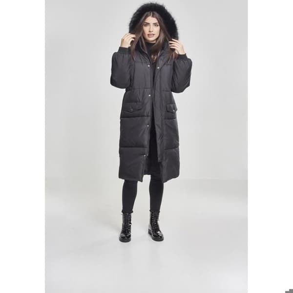 Parka dam - Urban Classics - Fuskpäls Pufferjacka - Lång - Svart - Bekväm och stilren