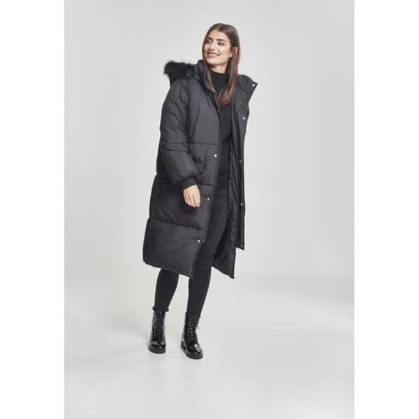 Parka dam - Urban Classics - Fuskpäls Pufferjacka - Lång - Svart - Bekväm och stilren