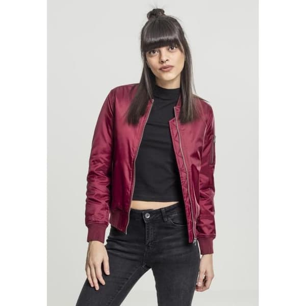 Bomber dam - Urban Classic - Basic - Bordeaux - Fick med dragkedja - Orange foder