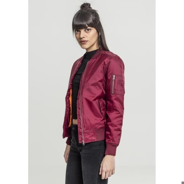 Bomber dam - Urban Classic - Basic - Bordeaux - Fick med dragkedja - Orange foder