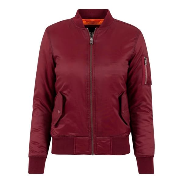 Bomber dam - Urban Classic - Basic - Bordeaux - Fick med dragkedja - Orange foder