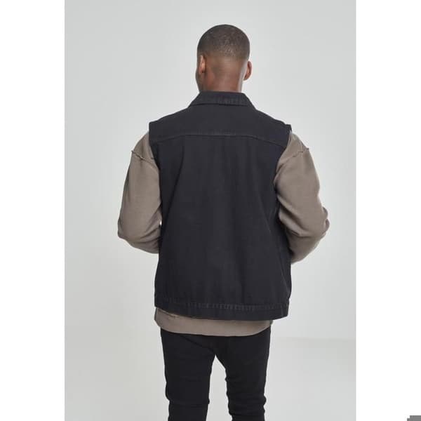 Jeansjacka - URBAN CLASSICS - Ärmvecka väst - Blå färg - Unisex - 100% bomull
