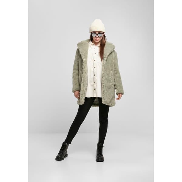 Manteau dam - Urban Classics - Oversized Sherpa - Grön - Stora storlekar - Urban elegans