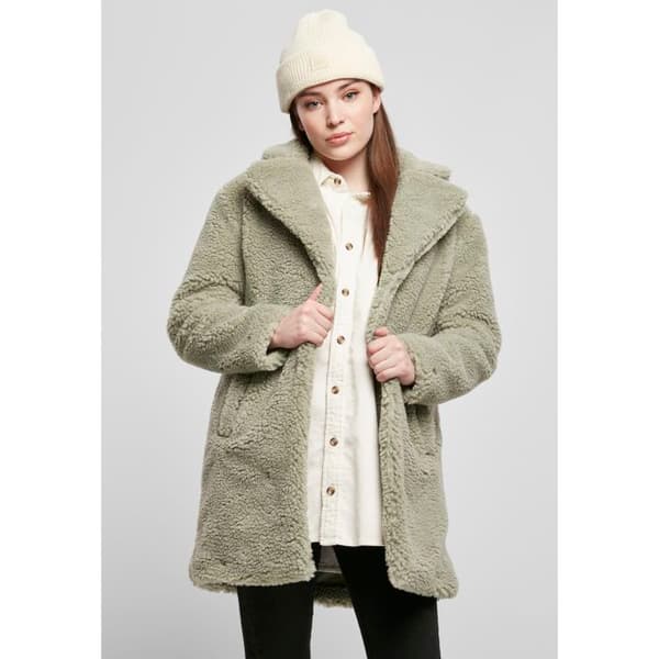 Manteau dam - Urban Classics - Oversized Sherpa - Grön - Stora storlekar - Urban elegans