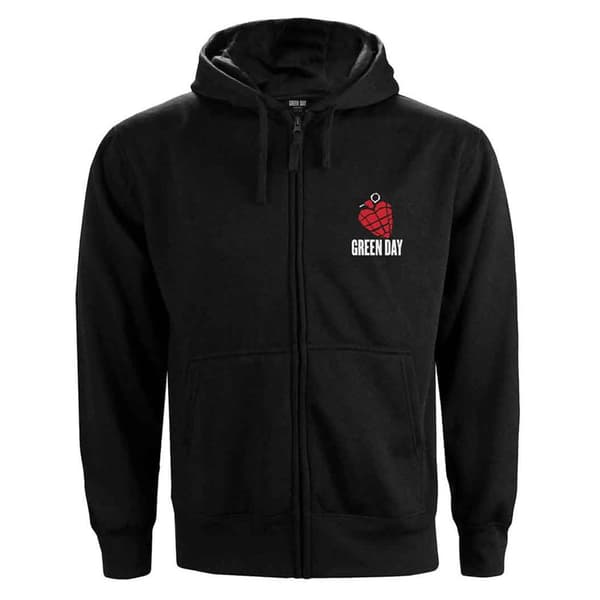 Green Day American Idiot Zipped Hoodie Black L
