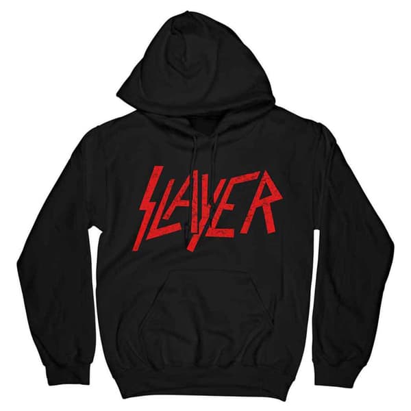 Slayer Distressed Band Logo Pullover Hoodie Black L