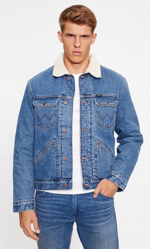 Wrangler 124MJ SHERPA Wranch ISOLERET KATANA JAKKE DENIM ON BEAR M