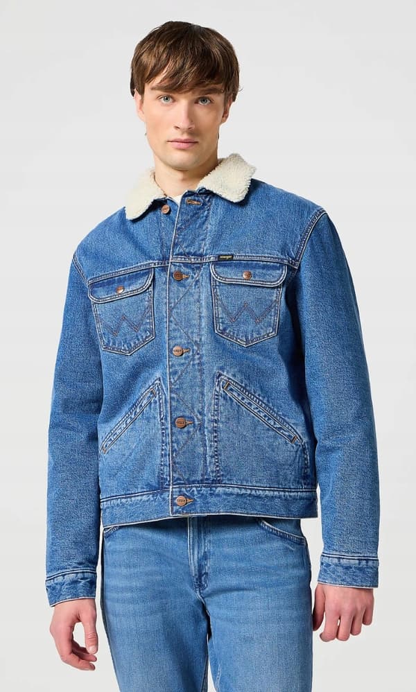 Wrangler 124MJ SHERPA Wranch ISOLERET KATANA JAKKE DENIM ON BEAR M