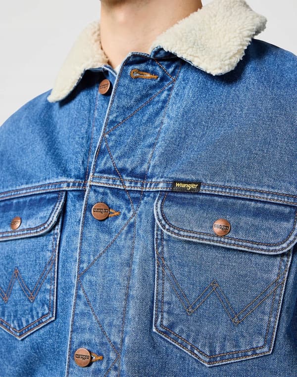 Wrangler 124MJ SHERPA Wranch ISOLERET KATANA JAKKE DENIM ON BEAR M