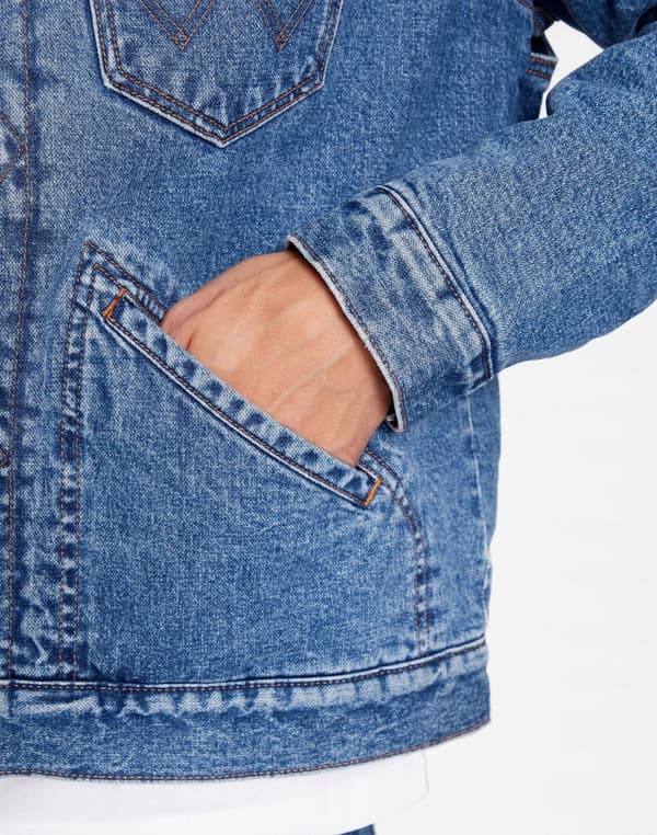 Wrangler 124MJ SHERPA Wranch ISOLERET KATANA JAKKE DENIM ON BEAR M
